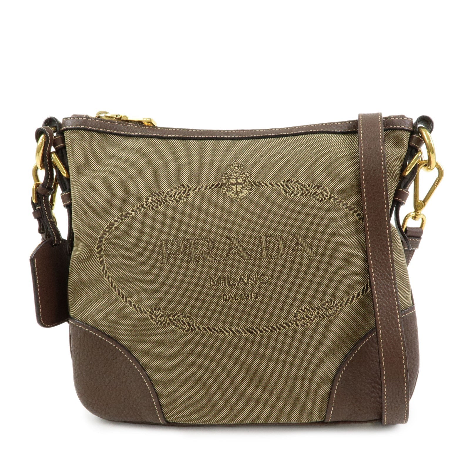 Crossbody Bag Jacguard Shoulder Bag 2 Leather Brown Logo