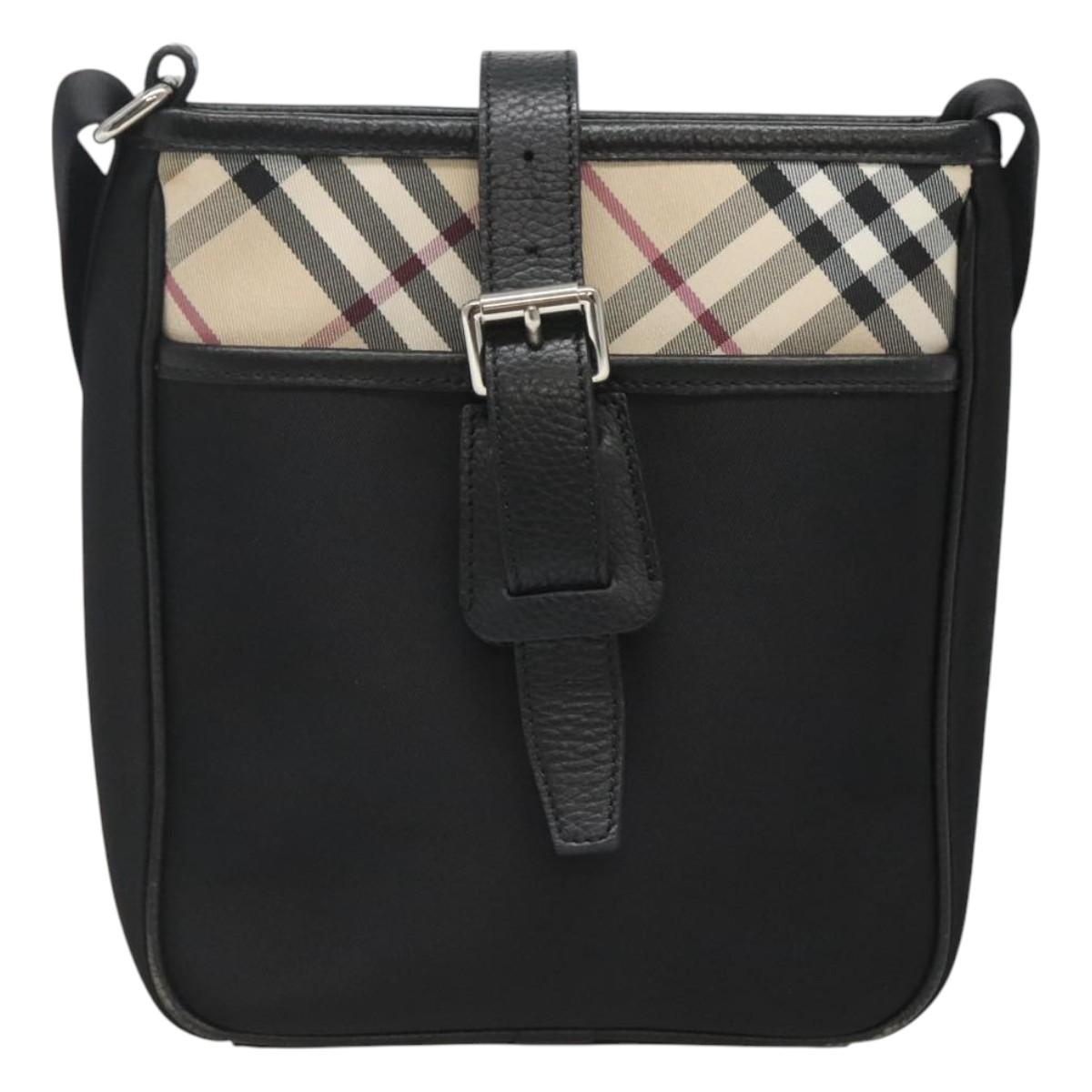 Burberry Nova Check Shoulder Bag Nylon Black Nylon Shoulder Bag