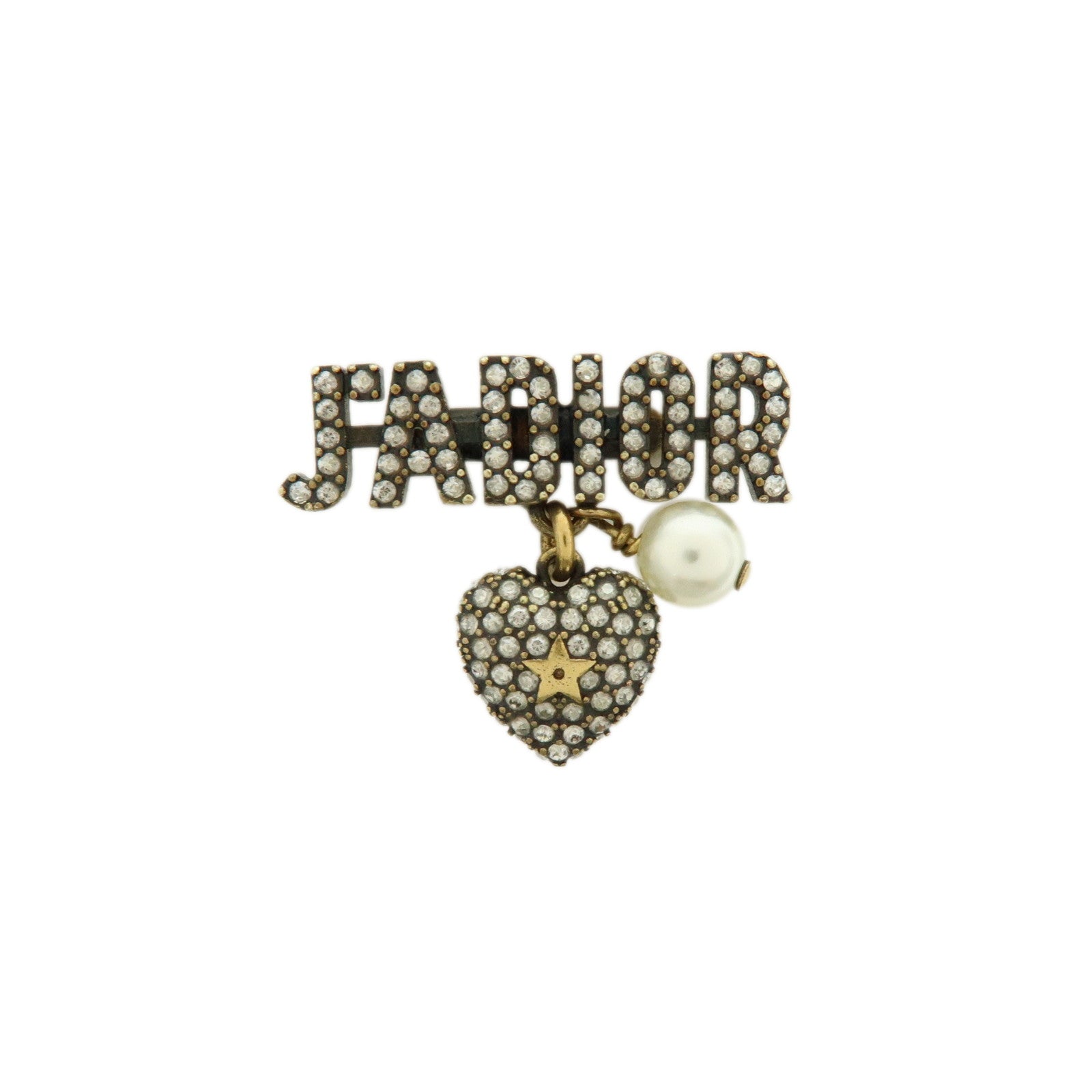 Dior Handbag Christian J'A Rhinestone Ring Metal Gold Jewelry