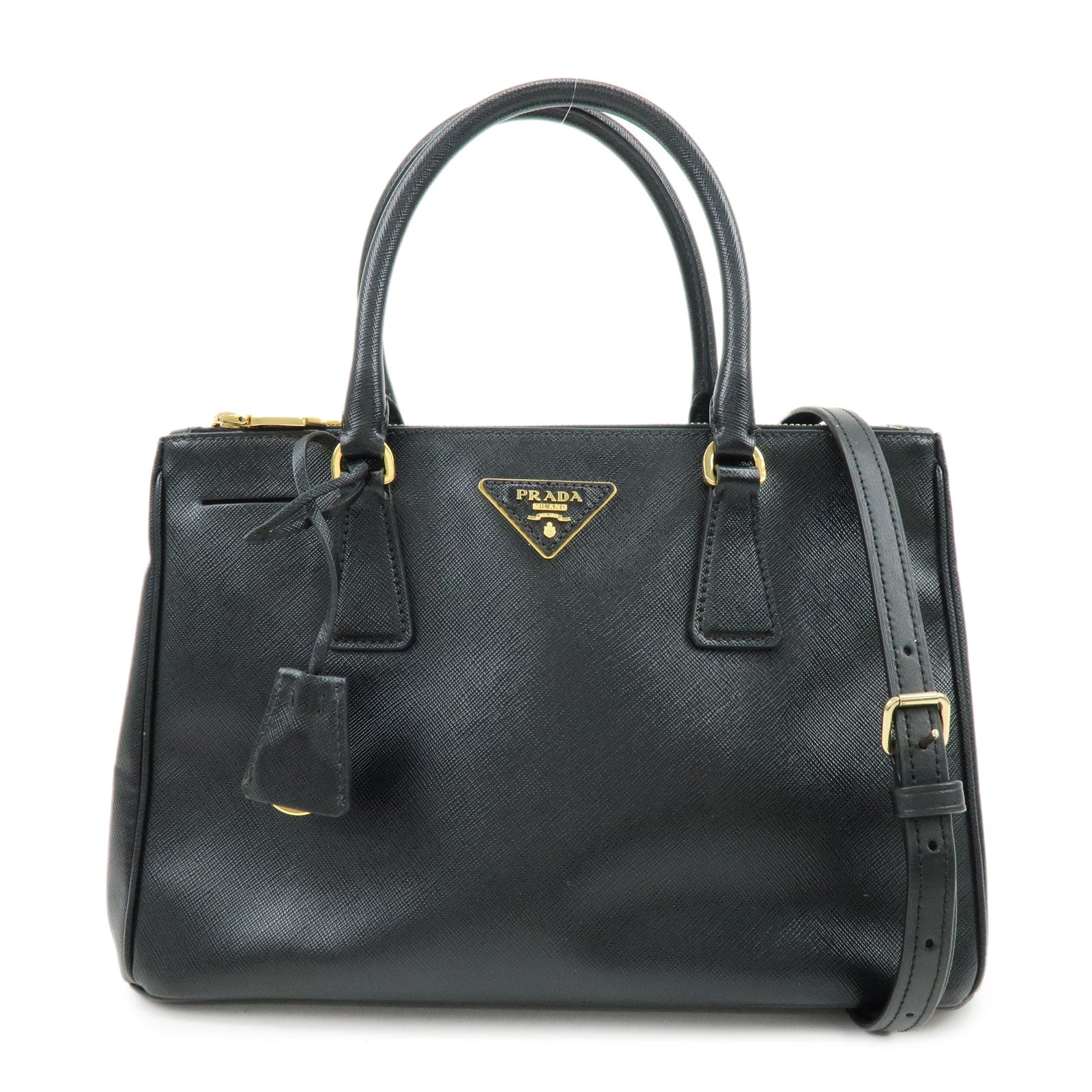 Shoulder Bag 2Way Bag Hand Bag Leather Saffiano Black