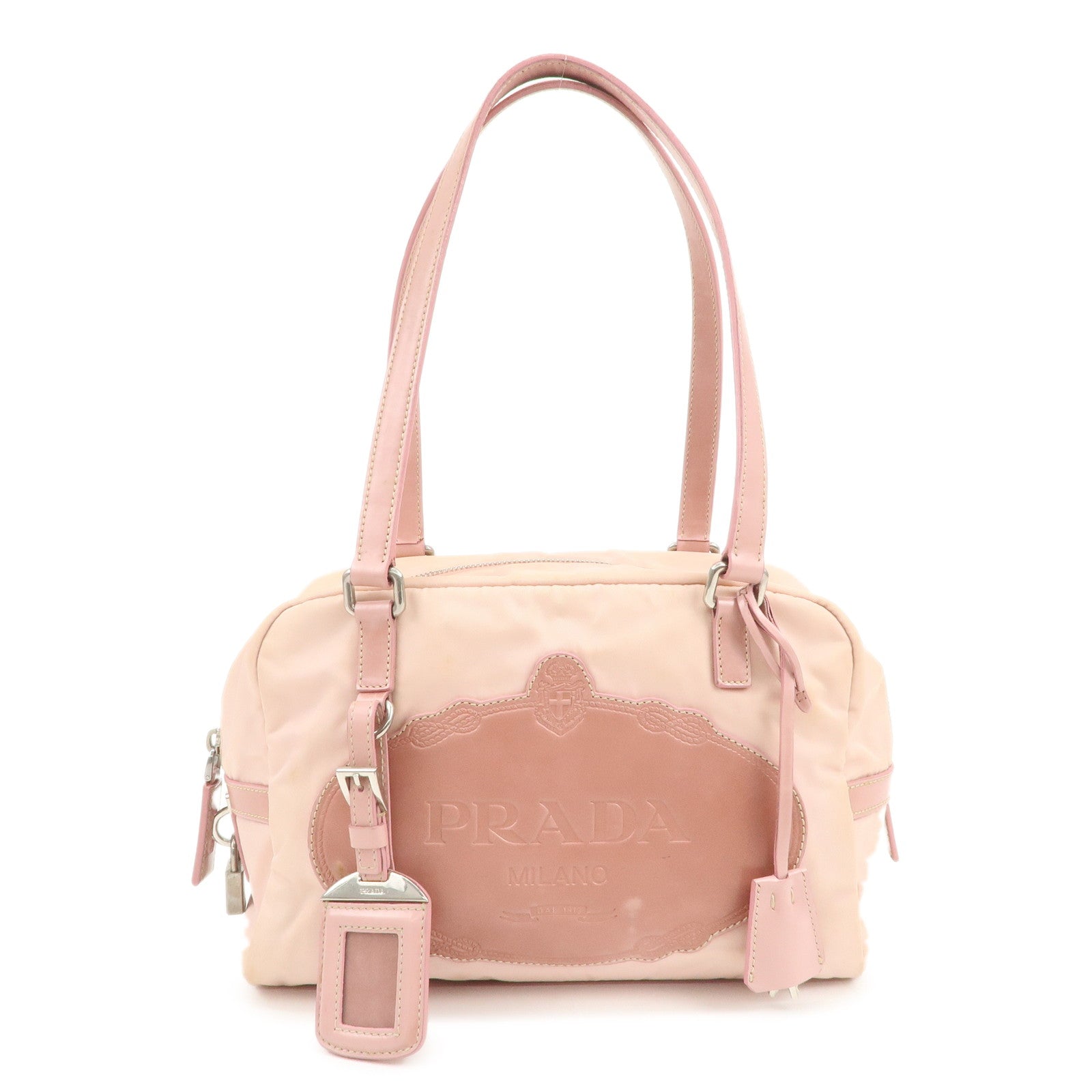 Shoulder Bag Hand Bag Boston Bag Leather Nylon Pink