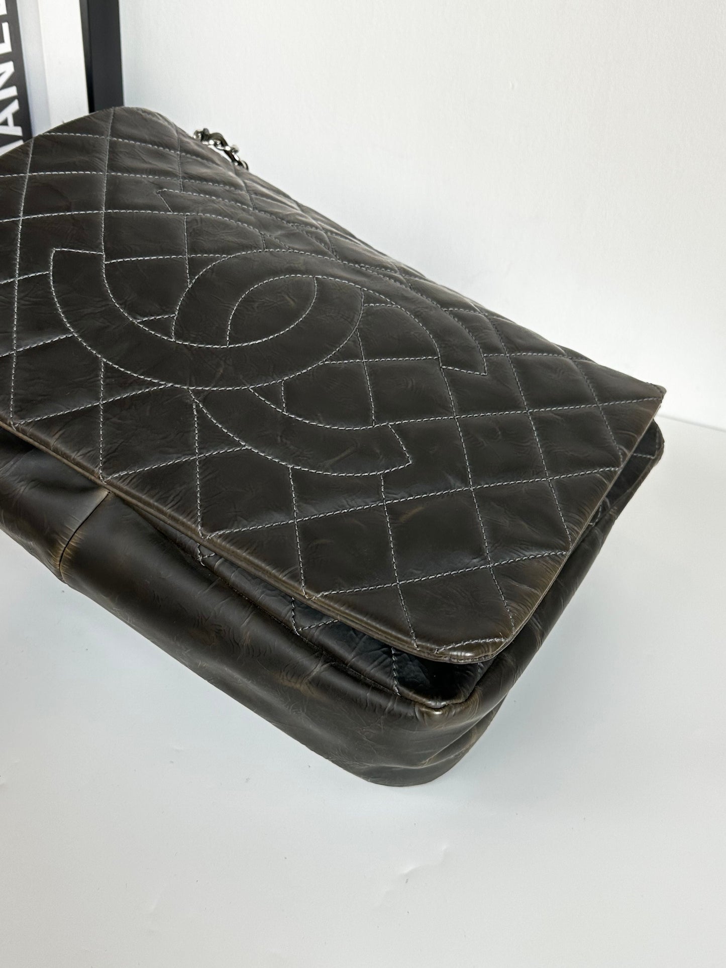 Chanel Waxed Leather Jumbo Flap bag #CEE