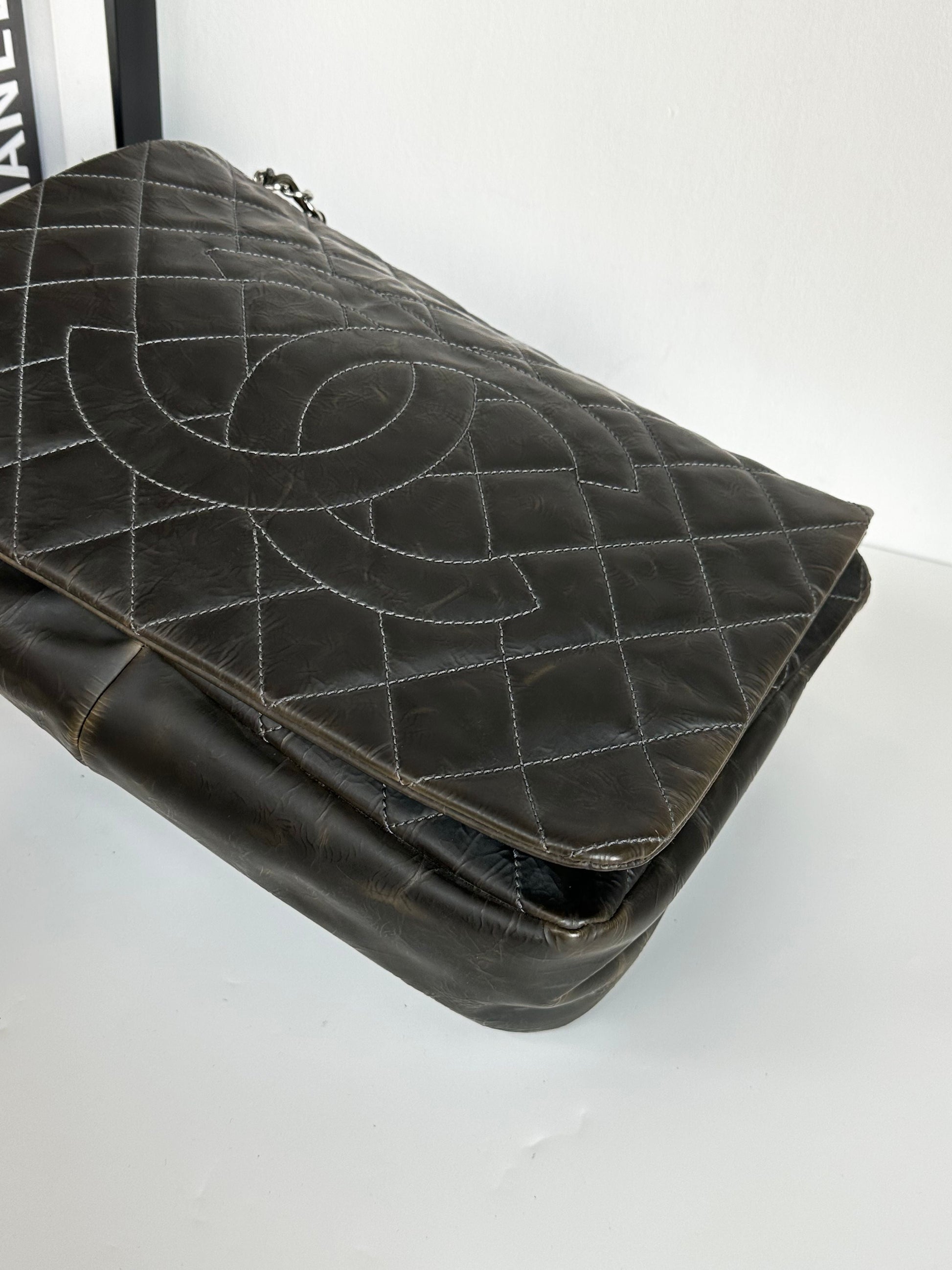Chanel Waxed Leather Jumbo Flap bag #CEE
