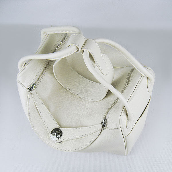 Hermes Luxury Lindy Cm Handbag Beige Silver Travel Bag