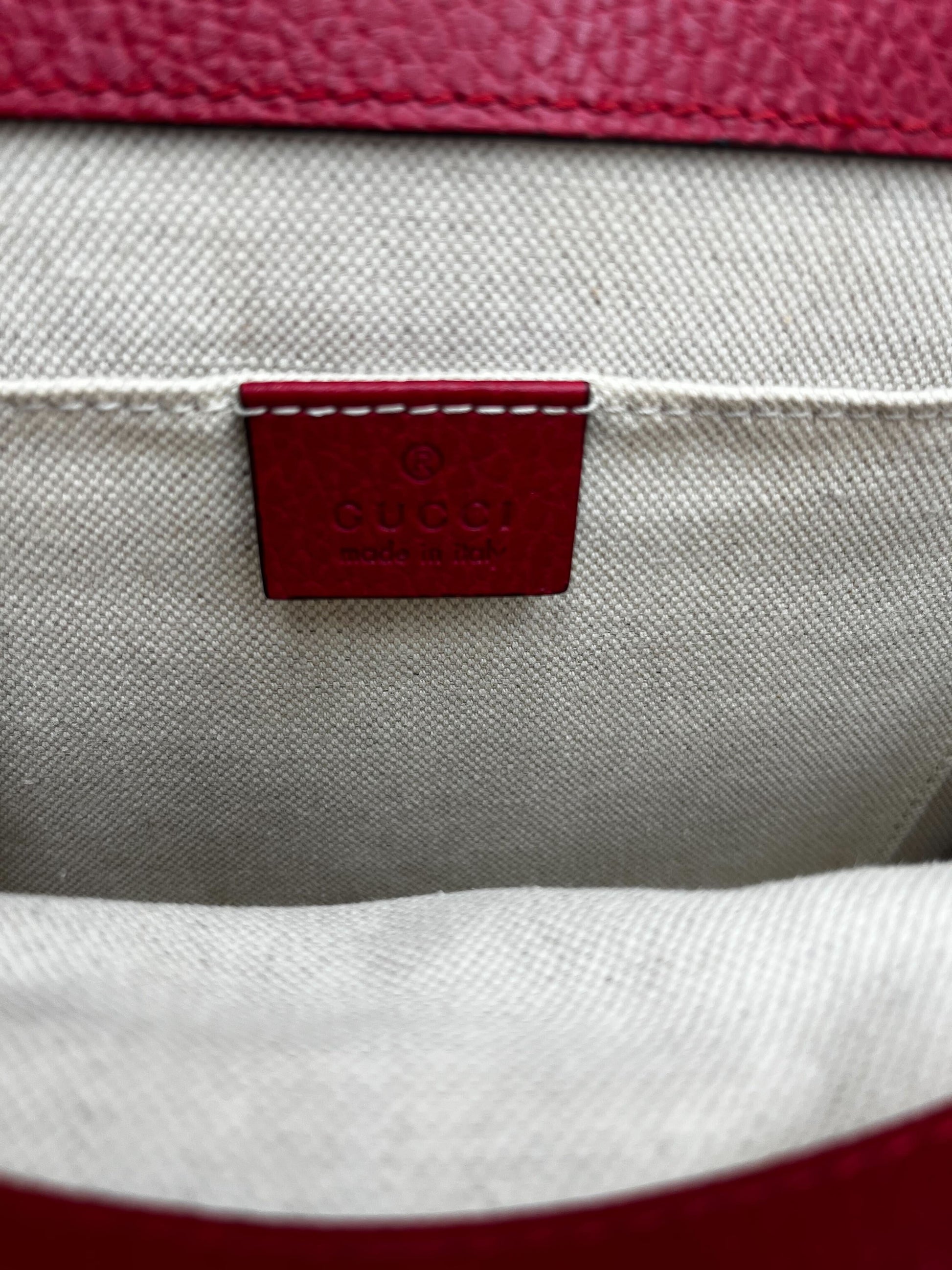 Gucci Dionysus Bamboo Top Handle Bag Leather Red Leather Handbag