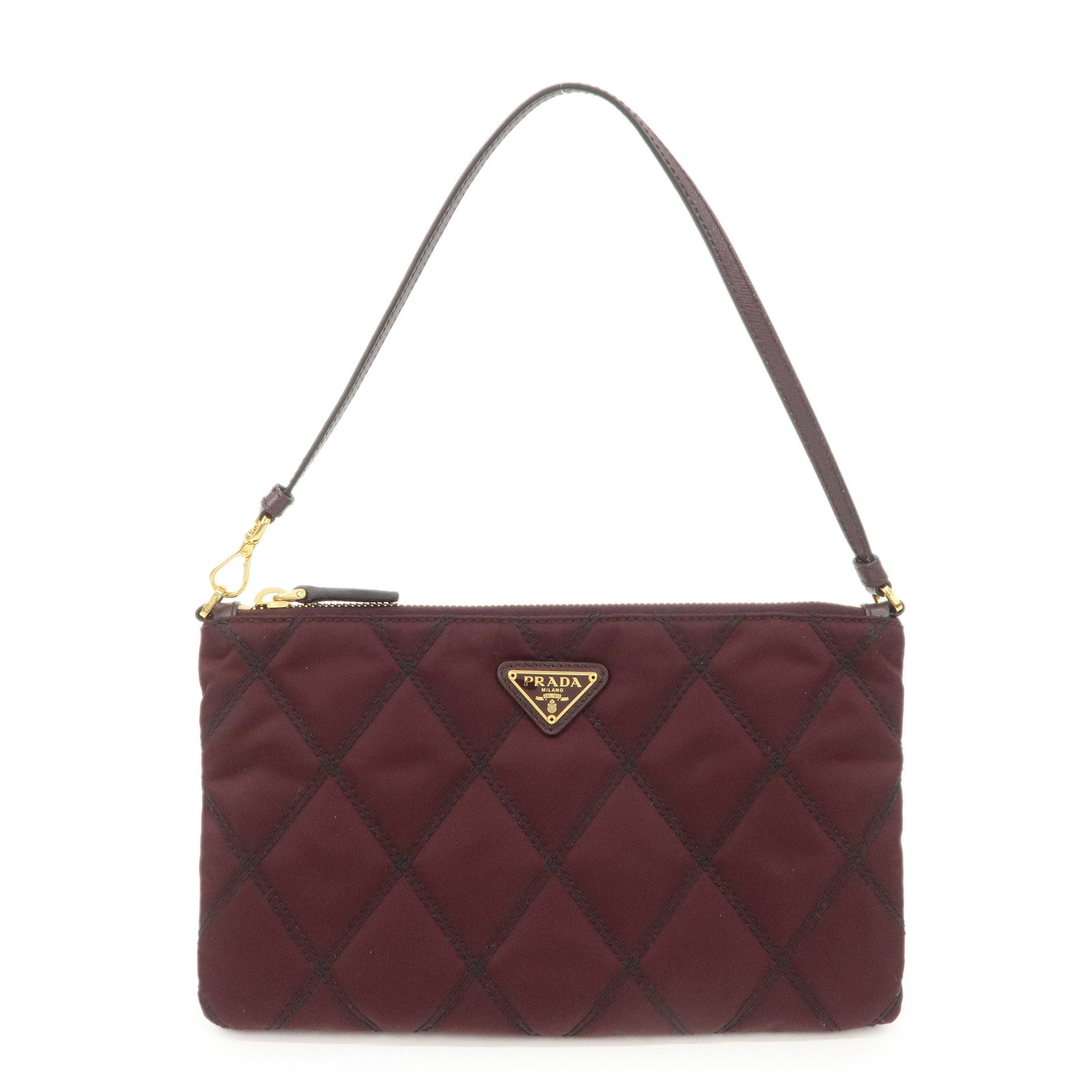 Hand Bag Bordeaux Leather Nylon Logo Handbag
