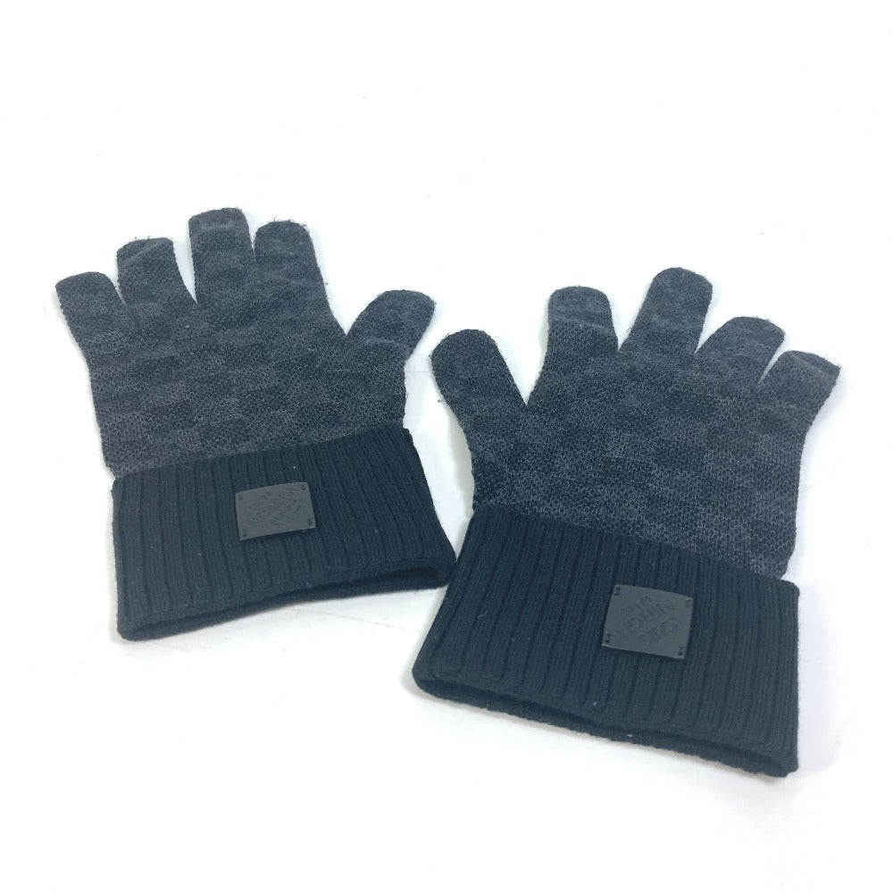 Louis Vuitton Glove M77992 Damier Grafitte Gon Wool Black Apparel