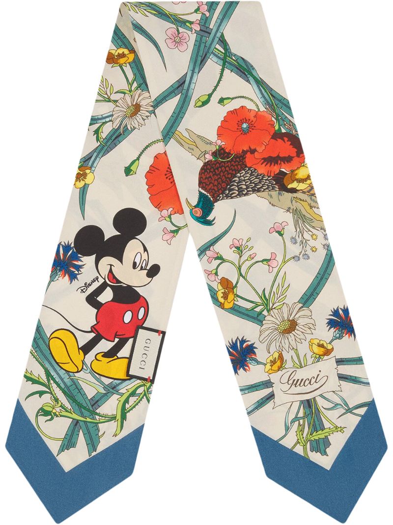Gucci - x Disney floral-print scarf - women - Silk - One Size - White