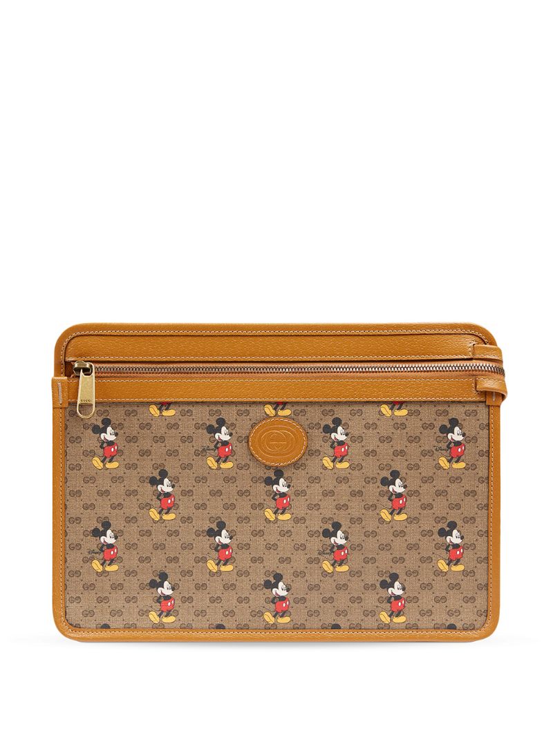Gucci - x Disney GG pattern clutch - men - Leather/Polyester/Canvas - One Size - NEUTRALS