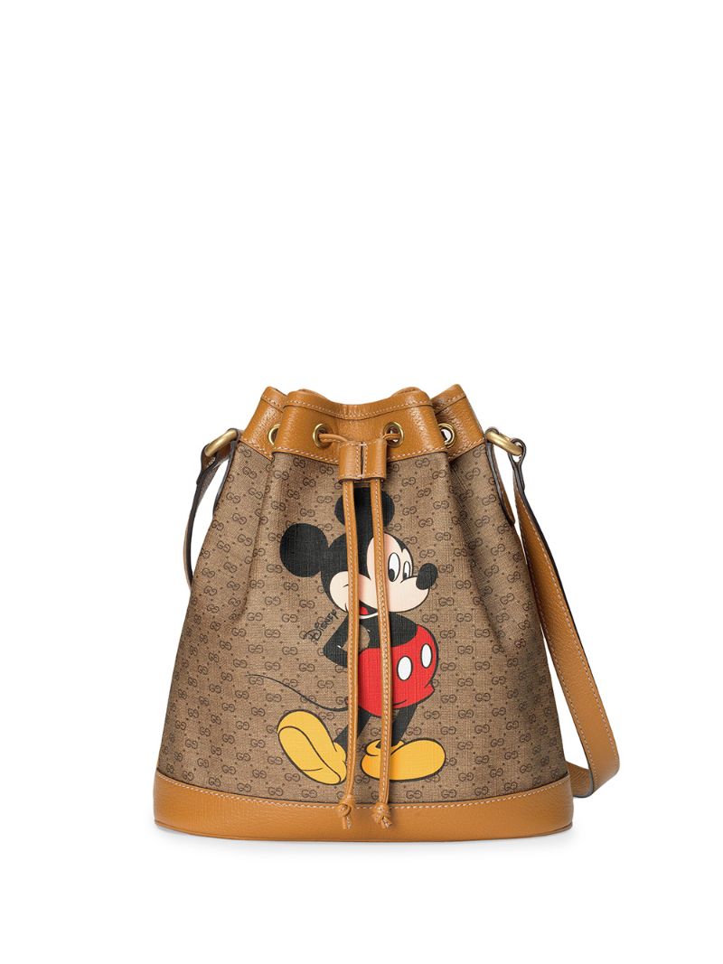 Gucci - x Disney GG Supreme canvas bucket bag - women - Cotton/Leather/Canvas - One Size - NEUTRALS