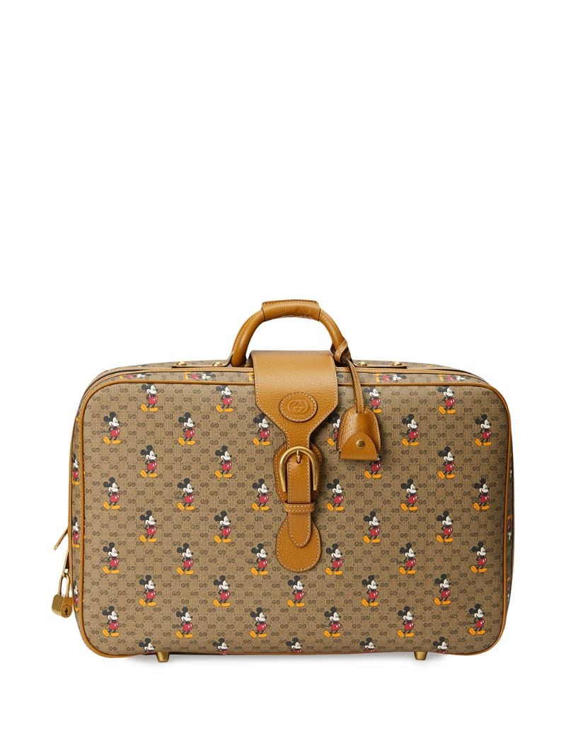 Gucci - x Disney GG and Mickey print suitcase - men - Cotton/Leather/Gold Plated Metal - One Size - Brown