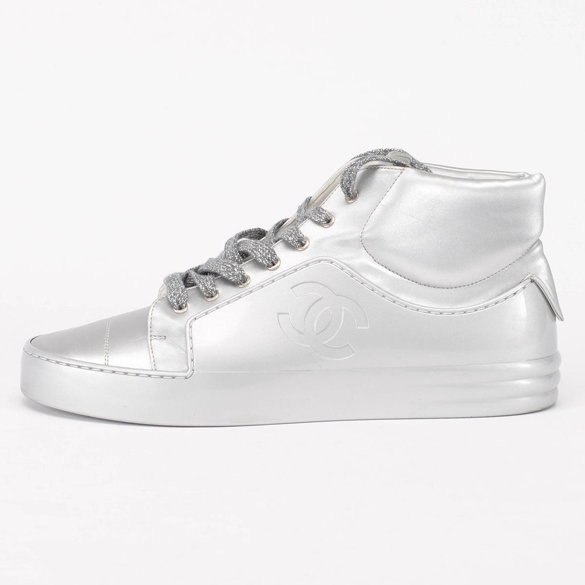 Chanel Silver High Top Sneakers 42 for Women