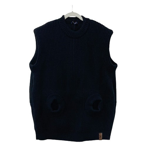 Louis Vuitton knit FLKW83 hood sleeveless knit Wool Black Apparel