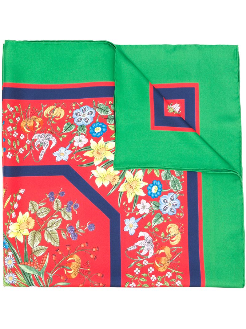 Gucci - floral print scarf - women - Silk - One Size - Green