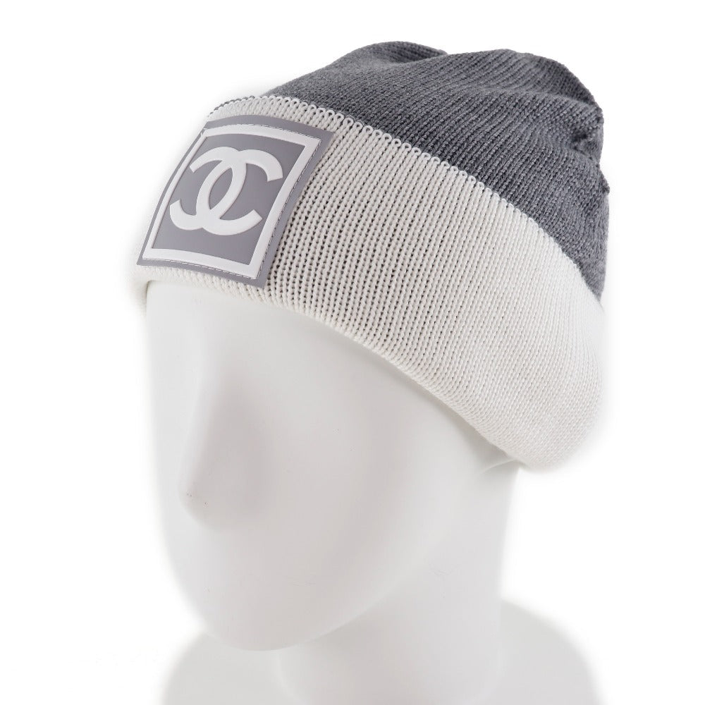 Chanel Knit cap Wool Silk Cashmere Sports White Hat