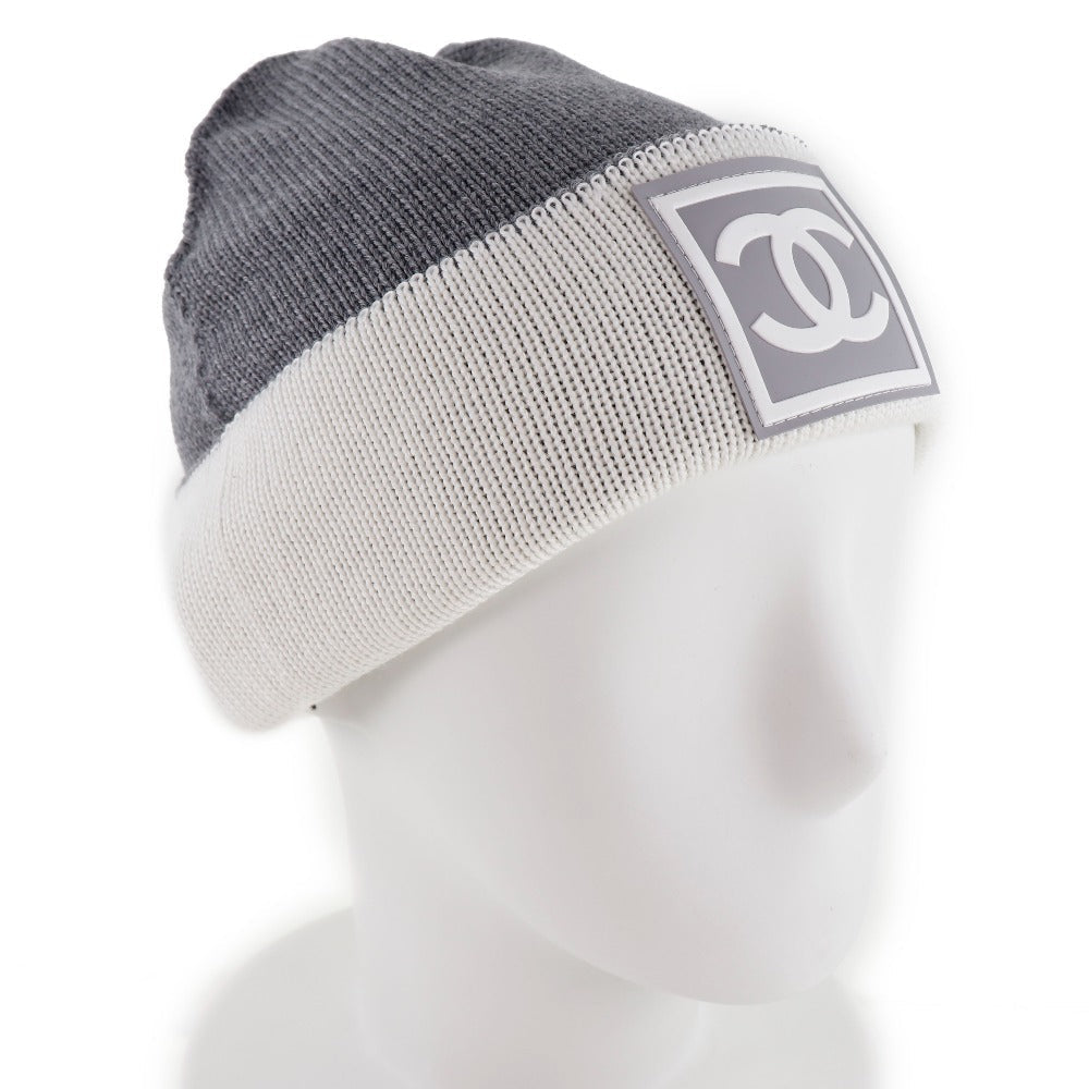 Chanel Knit cap Wool Silk Cashmere Sports White Hat
