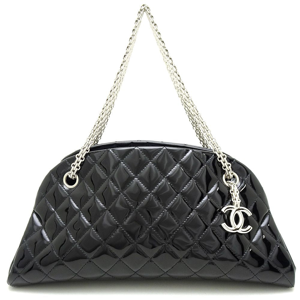 Chanel Mademoiselle Bowling Bag Patent Leather Black Handbag