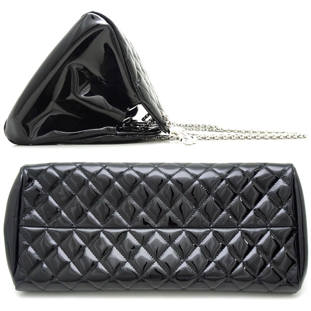 Chanel Mademoiselle Bowling Bag Patent Leather Black Handbag