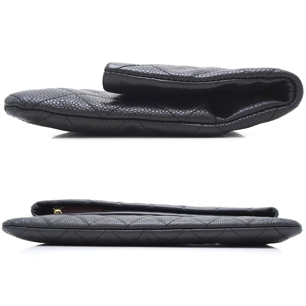Chanel Clutch Bag Caviar Skin Matelasse Black