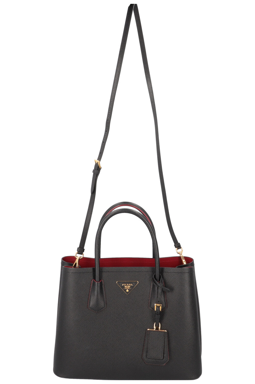 Prada Handbag Double Bag Saffiano Black Small