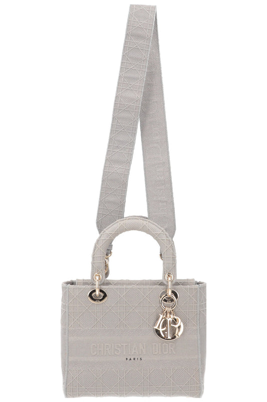 Dior Lady D-Lite Bag Grey Gray Medium Handbag