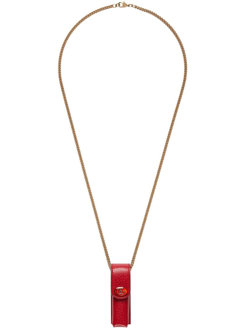 Gucci - chain lipstick case - women - Leather/metal - One Size - Red