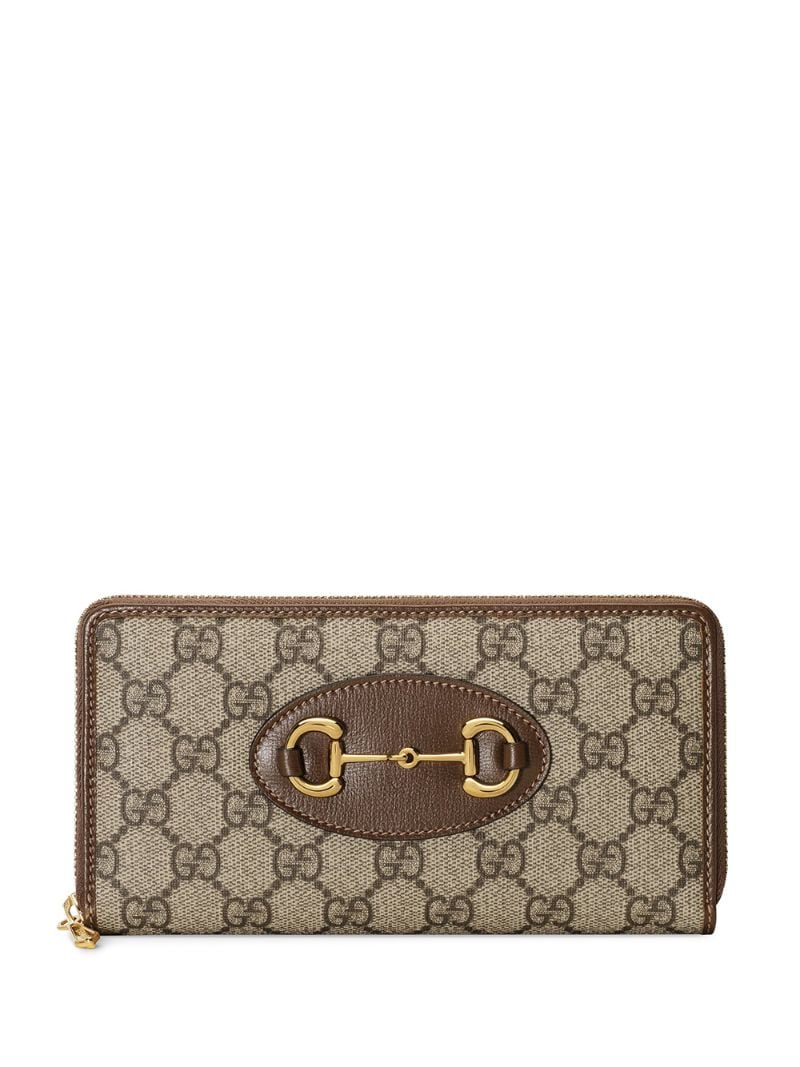 Gucci - Gucci 1955 Horsebit zip around wallet - women - Leather/Canvas - One Size - Brown