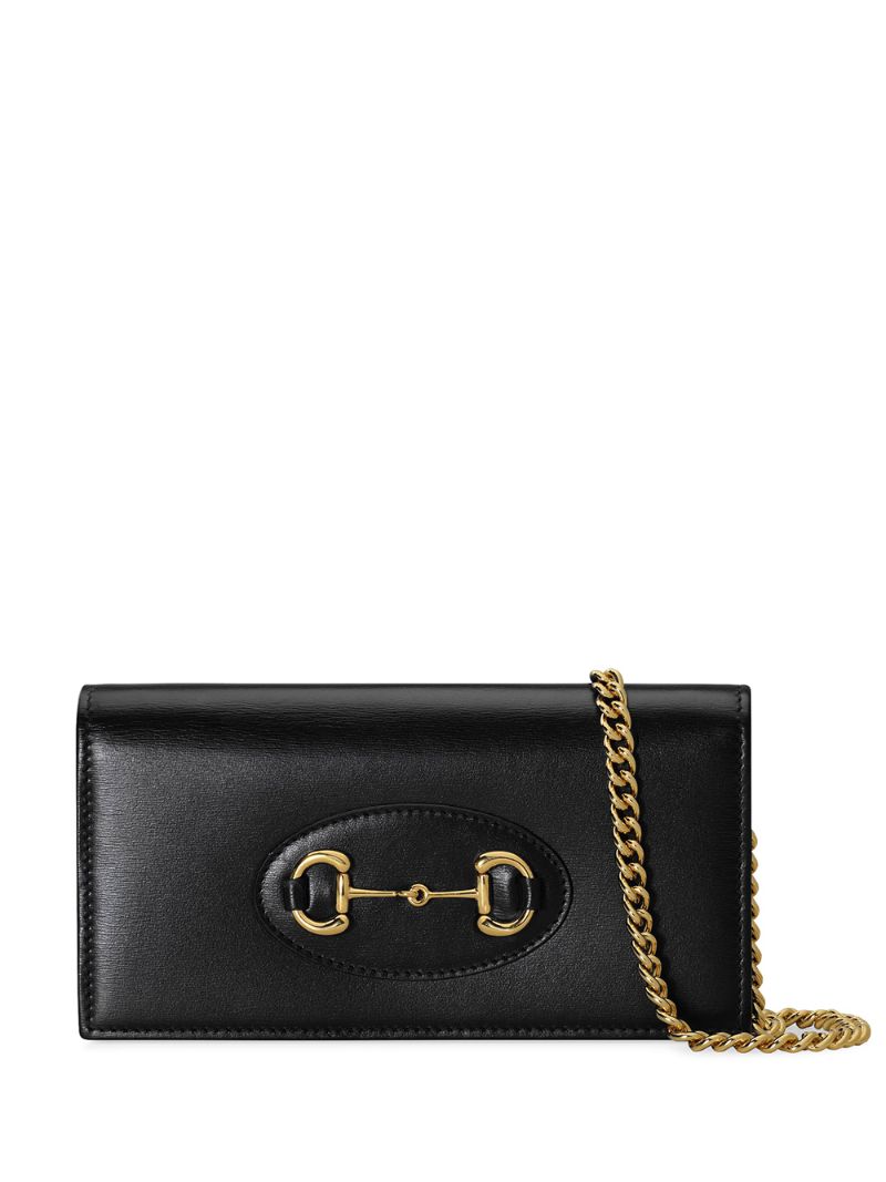 Gucci - Gucci 1955 Horsebit chain wallet - women - Leather/Suede/metal - One Size - Black