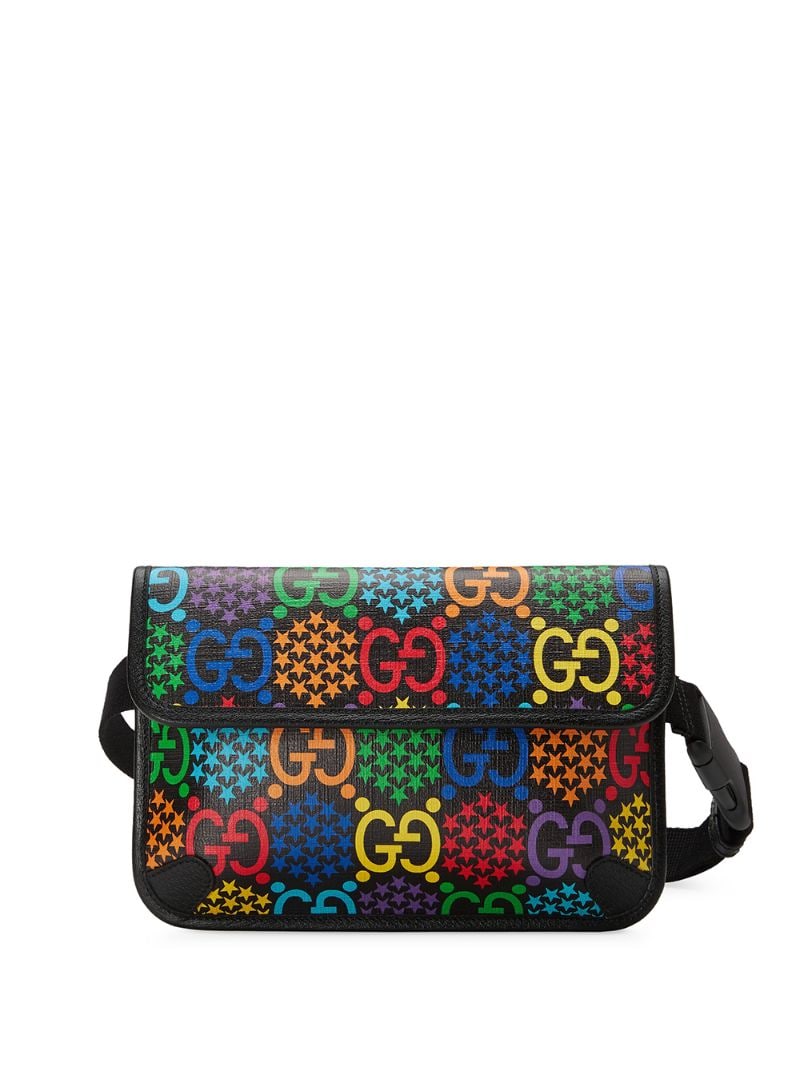 Gucci - GG Psychedelic belt bag - unisex - Cotton/Leather/Canvas/Palladium Plated Brass - One Size - Black