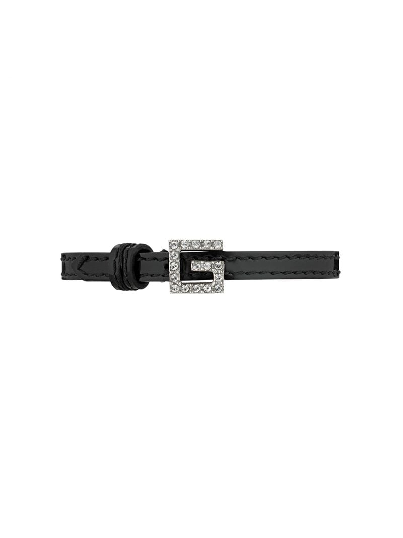 Gucci - Square G crystal-embellished bracelet - women - Patent Leather/Crystal - M, S - Black