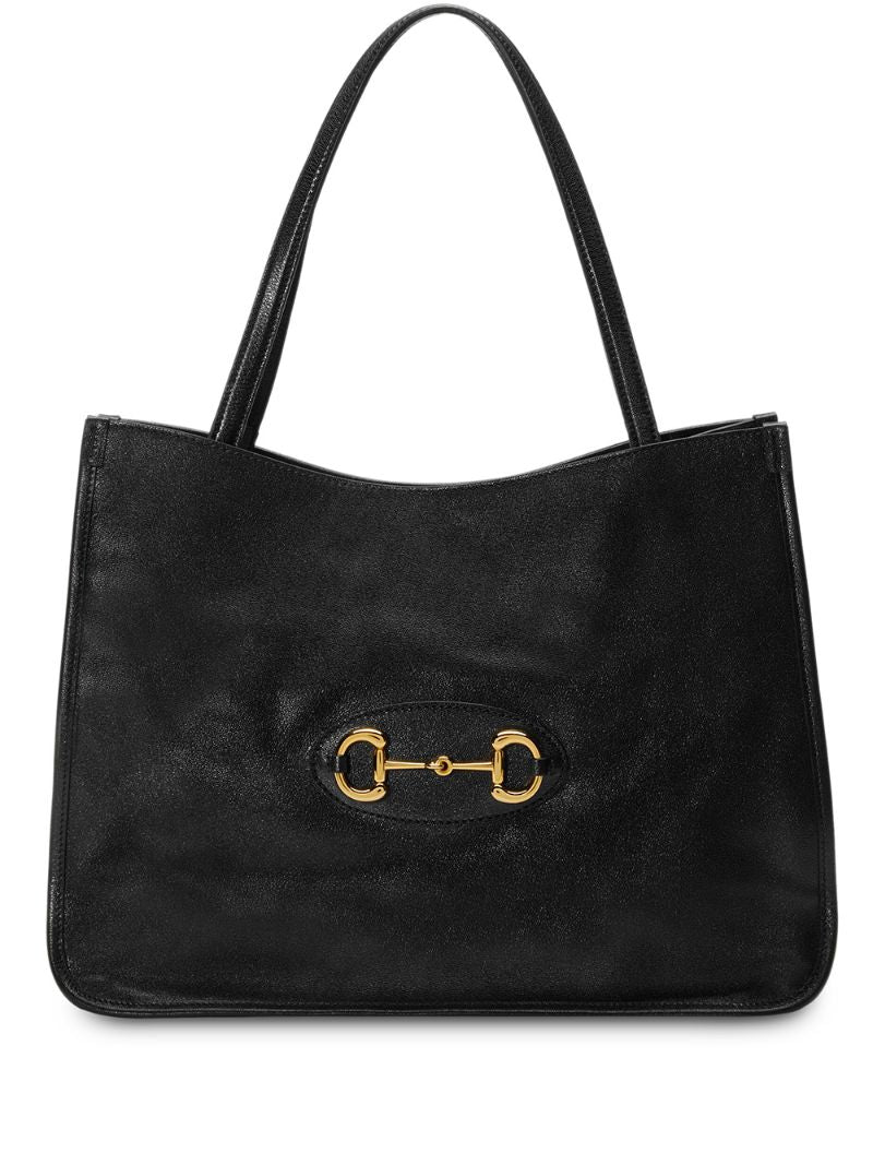 Gucci - Gucci 1955 Horsebit tote bag - women - Cotton/Leather/Gold Plated Metal - One Size - Black