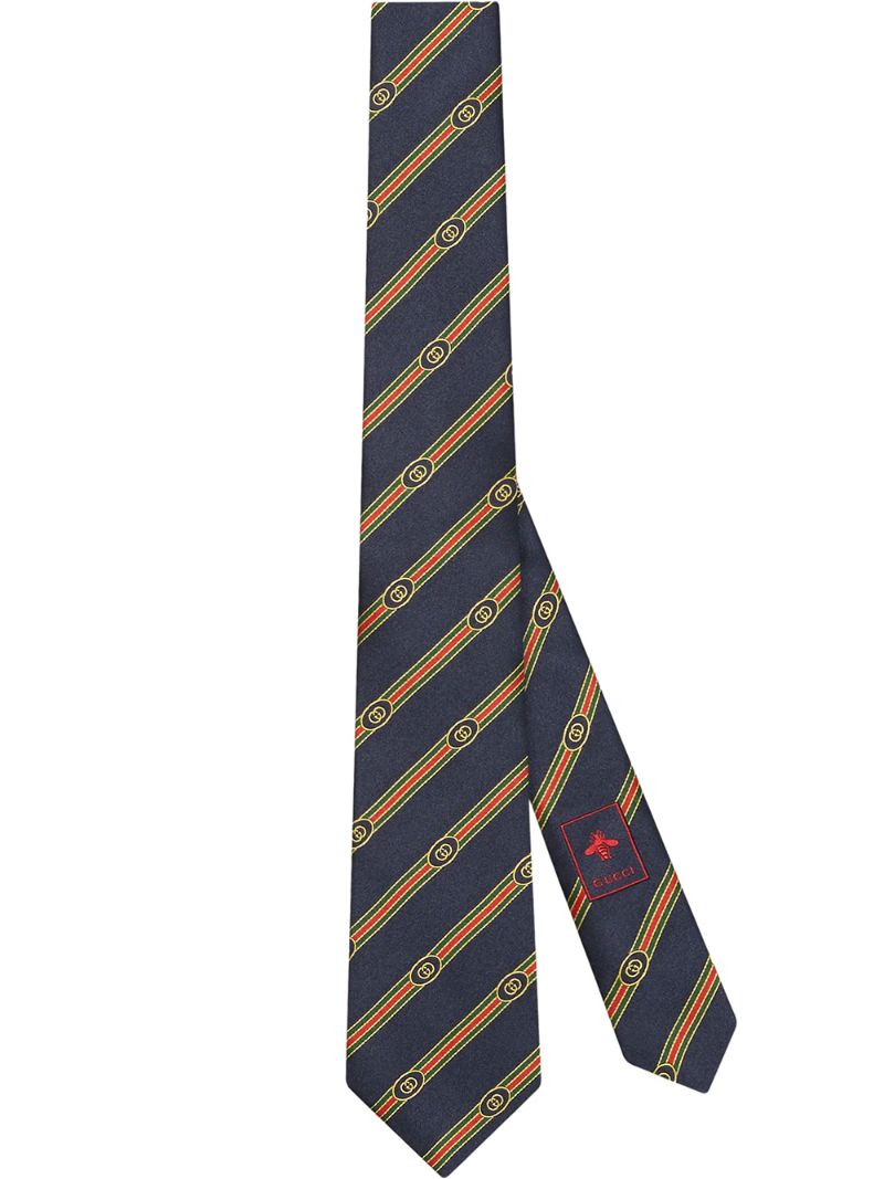 Gucci - Web silk jacquard tie - men - Silk - One Size - Blue
