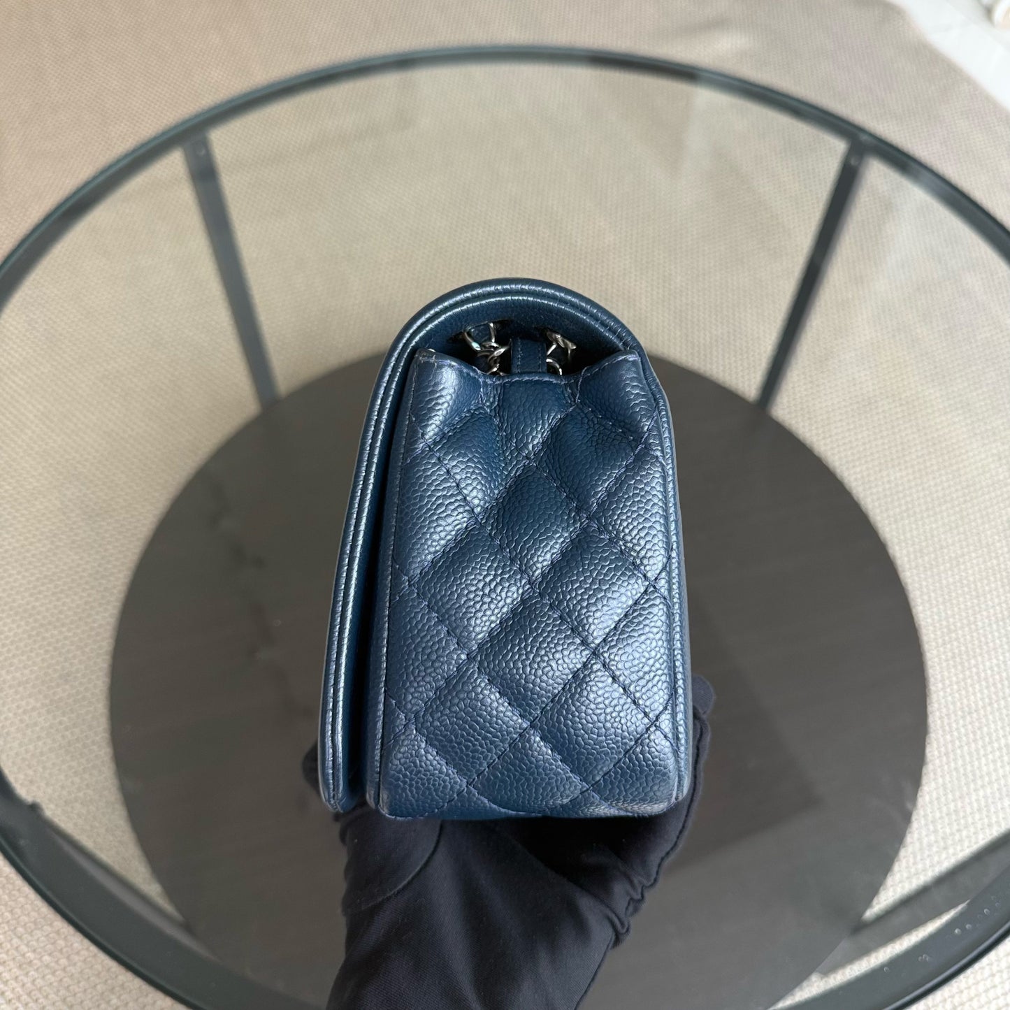 Chanel Seasonal Timeless CC Flap - Caviar 24CM Dark Blue Silver Hardware Series 15