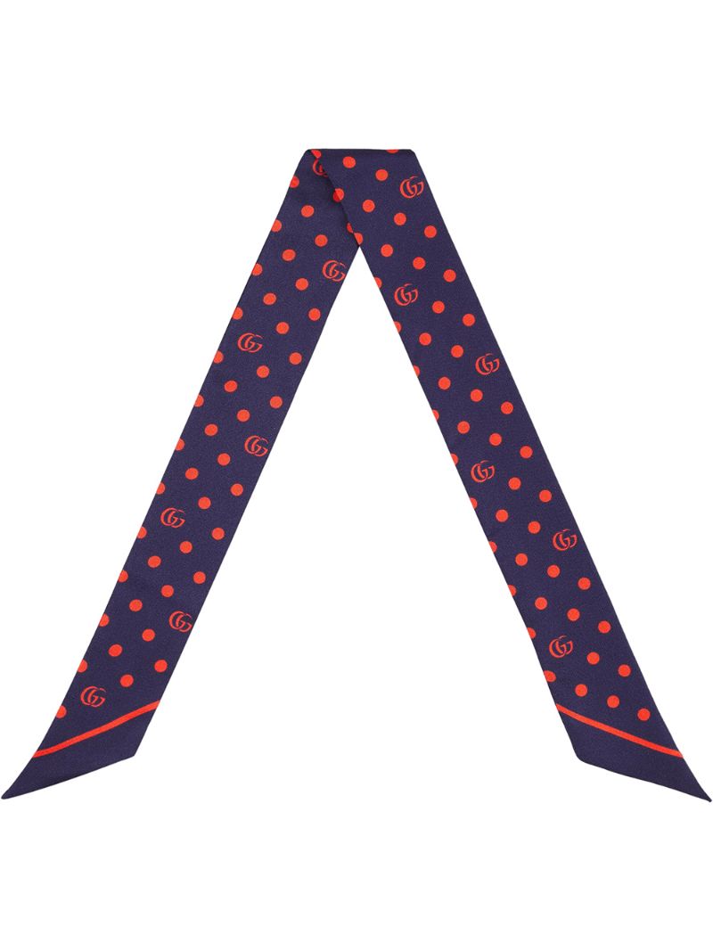 Gucci - polka dot and double G silk neck bow - women - Silk - One Size - PURPLE