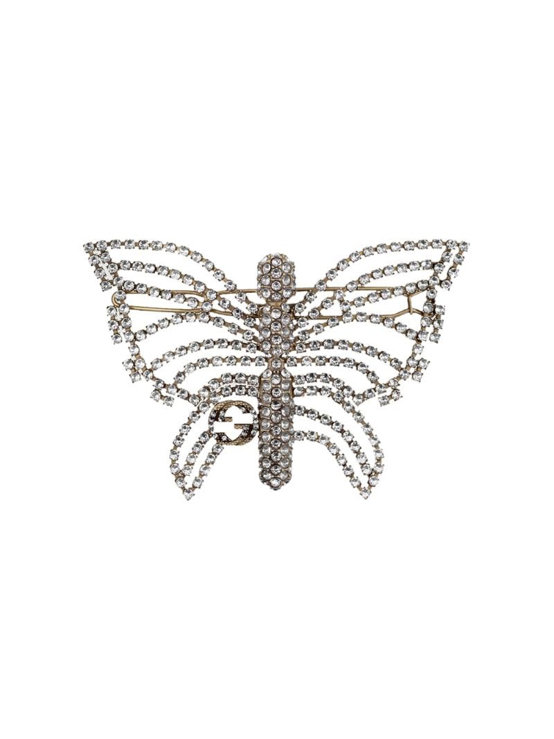 Gucci - crystal-embellished butterfly hair slide - women - Crystal/Silver Plated Metal - One Size - Metallic