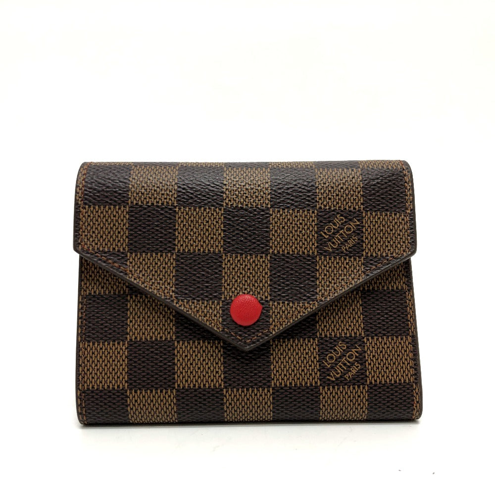 Louis Vuitton Folded N41659 Damier Portefeuille Victorine Canvas Brown Wallet Case