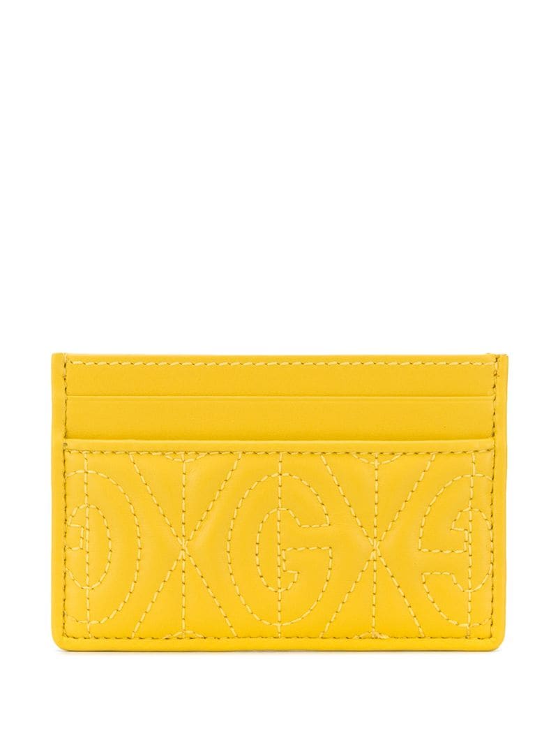 Gucci - stitched logo cardholder - men - Calf Leather - One Size - yellow