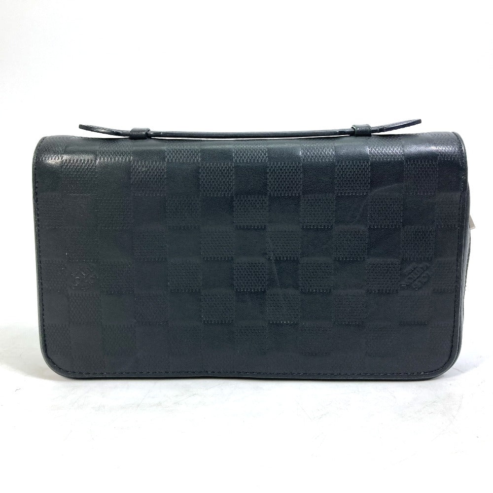Louis Vuitton Long Purse N61254 Damier Anfini Leather Black Wallet Case