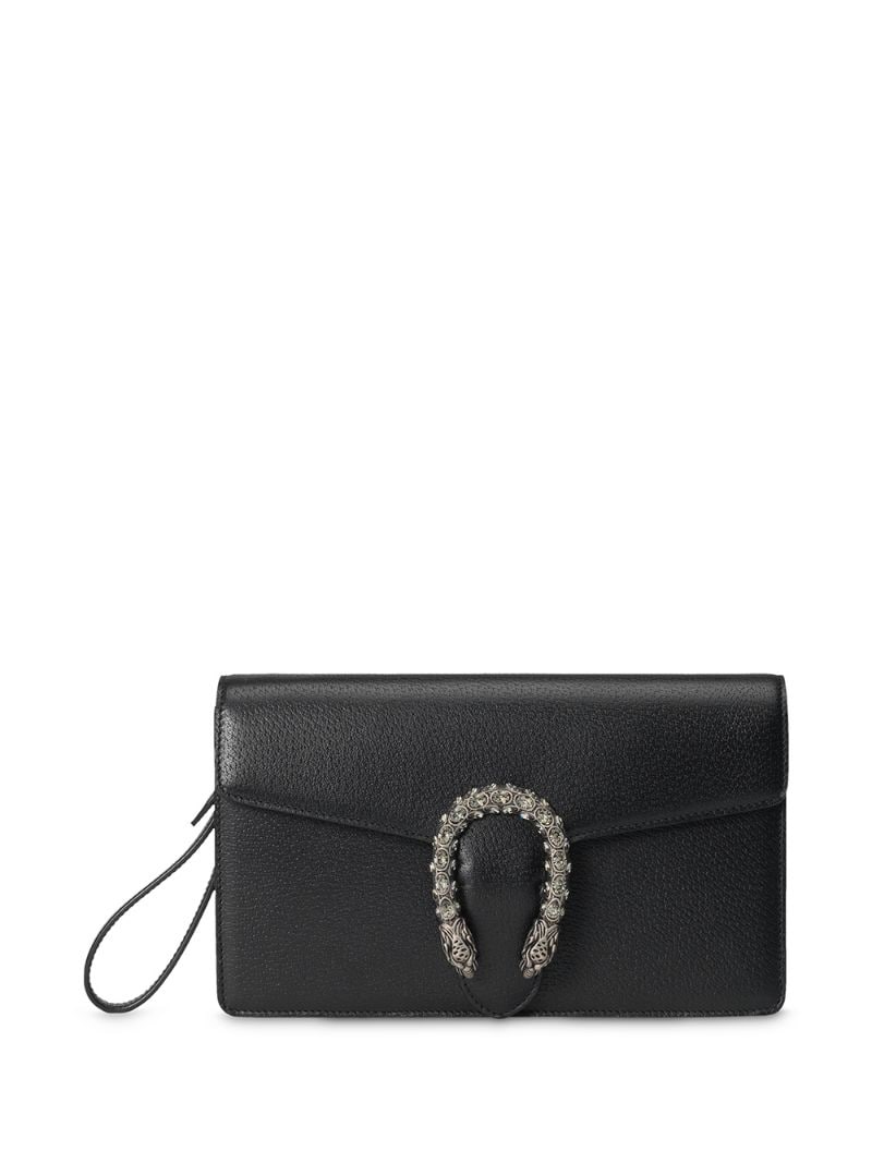 Gucci - Dionysus rectangular clutch - women - Cotton/Leather/Crystal/Palladium Plated Brass - One Size - Black