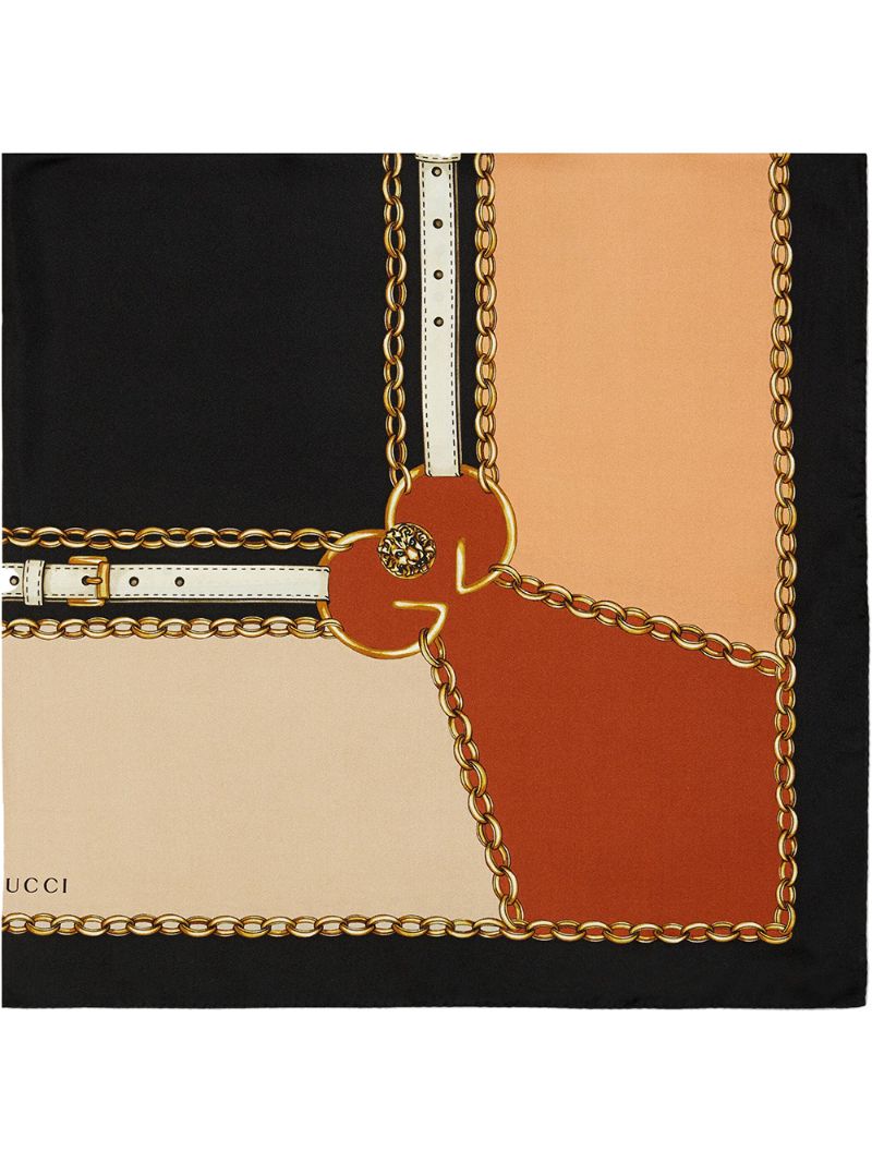 Gucci - graphic print scarf - women - Silk - One Size - Black