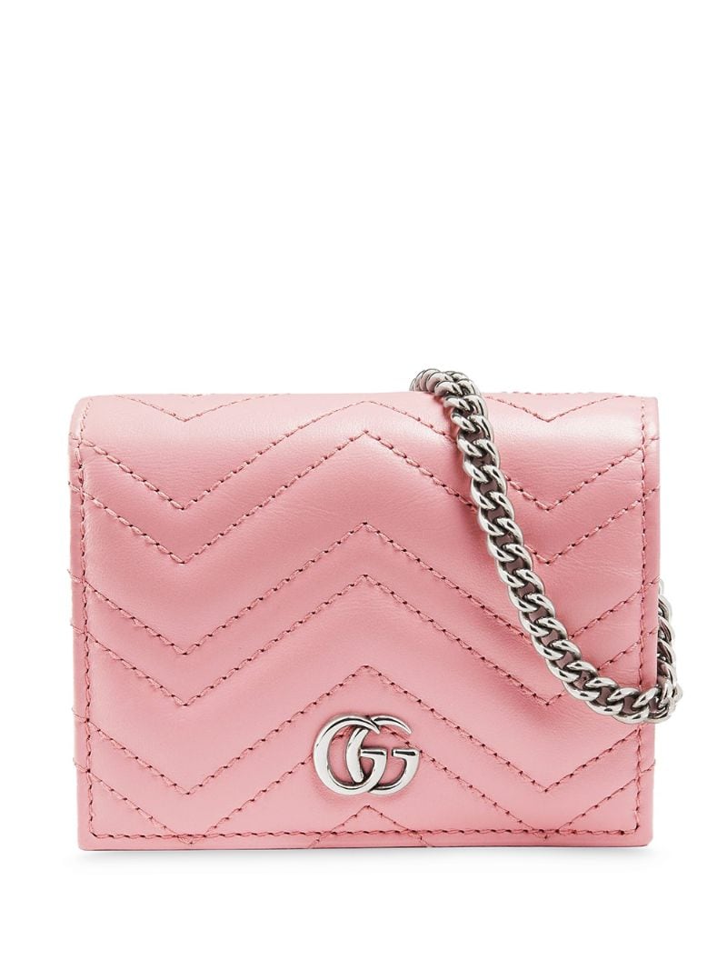Gucci - GG Marmont mini wallet bag - women - Leather/Rayon/Palladium - One Size - PINK