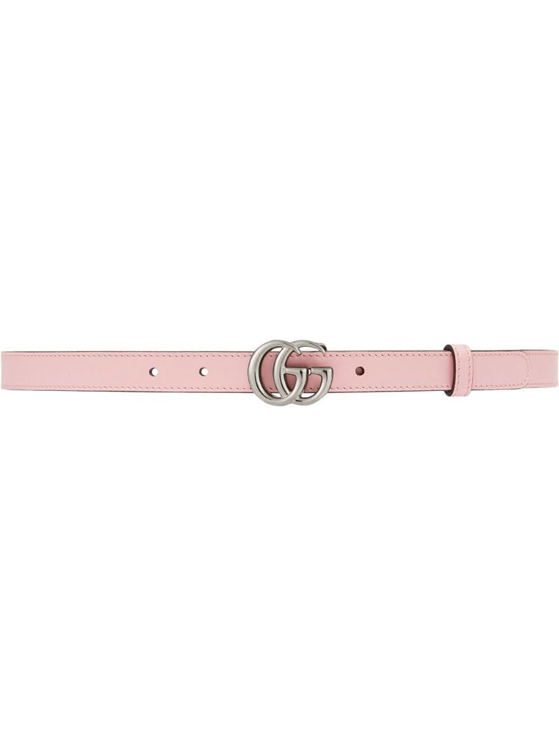 Gucci - Double G buckle leather belt - women - Leather/Palladium Plated Brass - 75, 80, 65, 70, 85, 95, 100, 90 - PINK