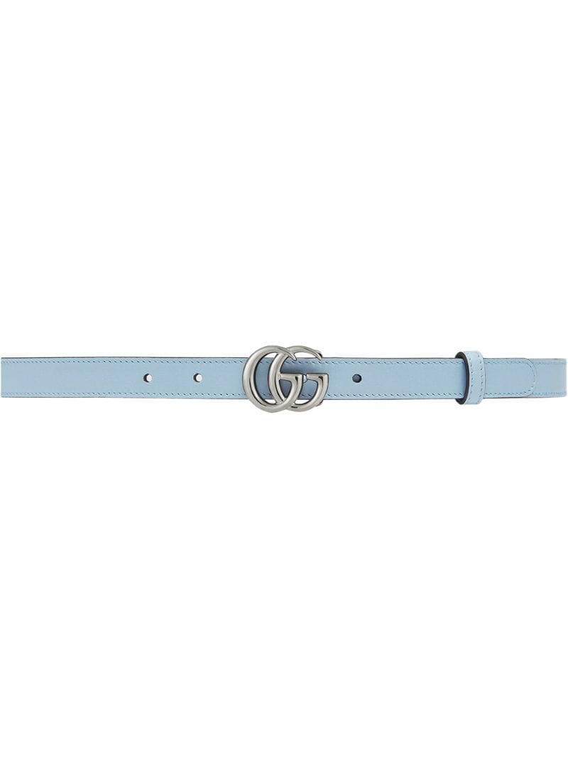 Gucci - Double G buckle leather belt - women - Leather/Palladium Plated Brass - 65, 75 - Blue