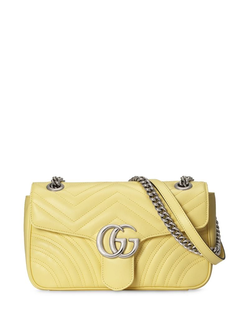 Gucci - small GG Marmont matelassé shoulder bag - women - Leather/Microfibre/Palladium Plated Brass - One Size - yellow