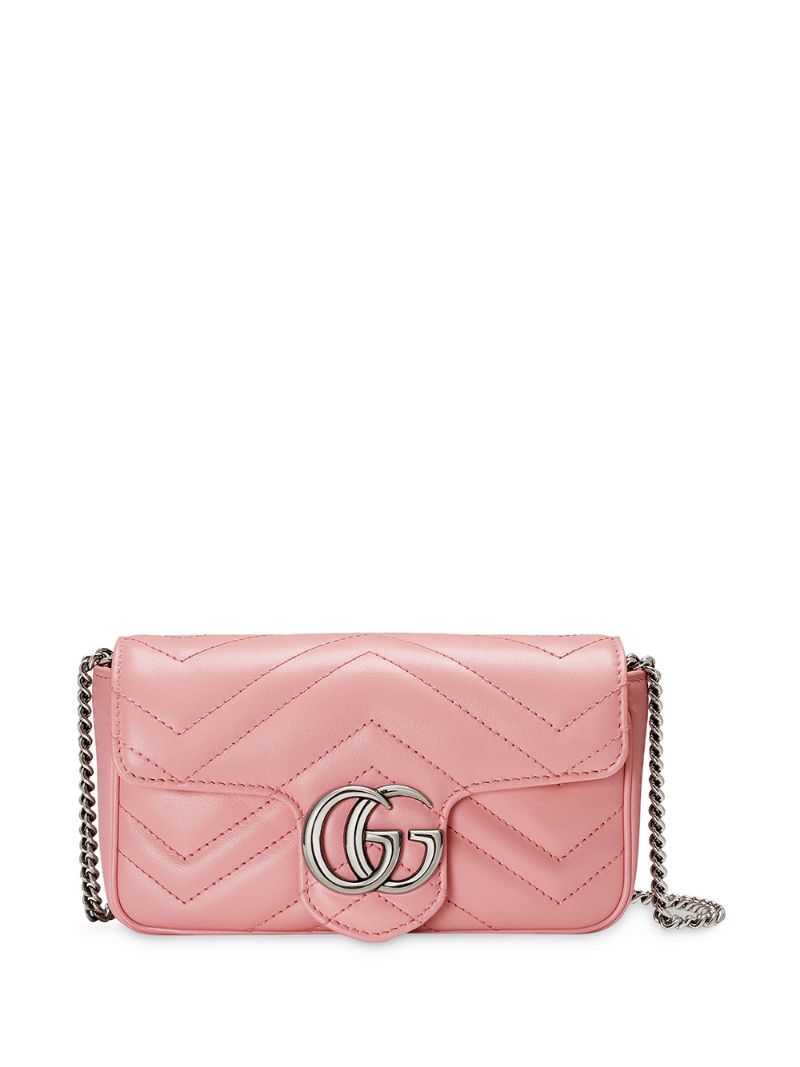 Gucci - GG Marmont matelassé shoulder bag - women - Leather/Microfibre/Palladium Plated Brass - One Size - PINK