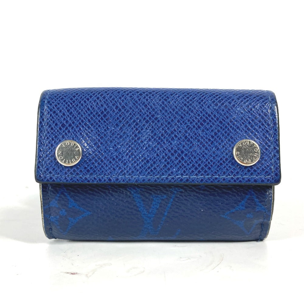 Louis Vuitton Trifold M67620 Taiga Taigalama Discovery Monogram Leather Canvas Blue Wallet Case