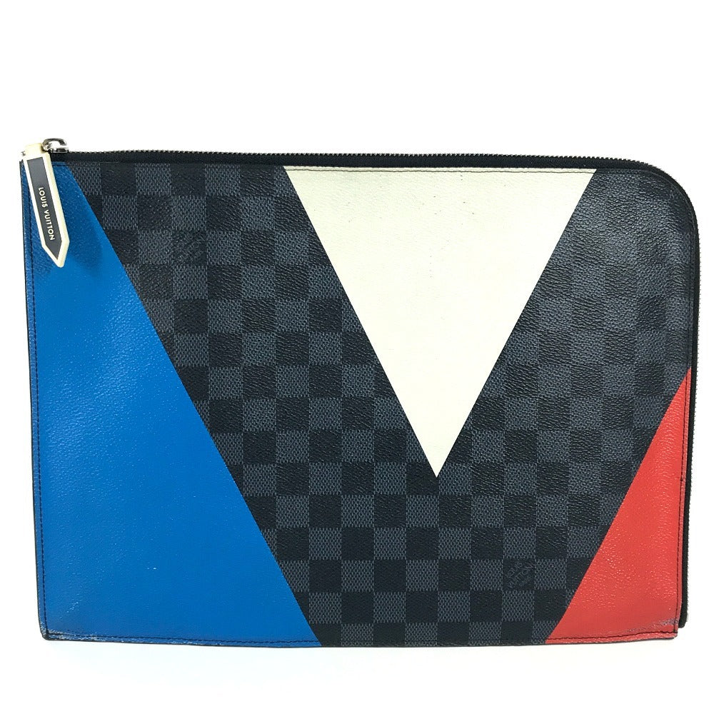 Louis Vuitton N41594 Damier Grafitto America's Cup Canvas Black Clutch Bag