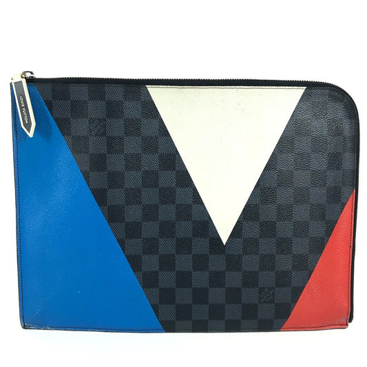 Louis Vuitton N41594 Damier Grafitto America's Cup Canvas Black Clutch Bag