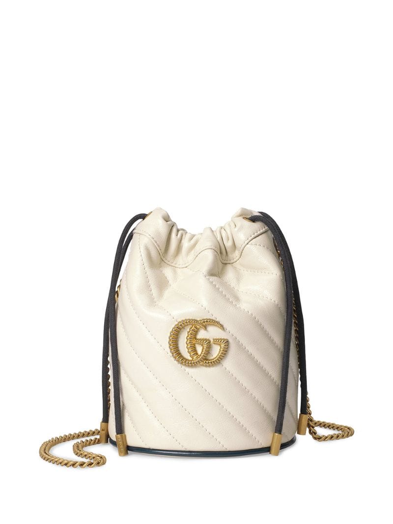 Gucci - mini GG Marmont bucket bag - women - Leather/Gold Plated Metal/Microfibre - One Size - White