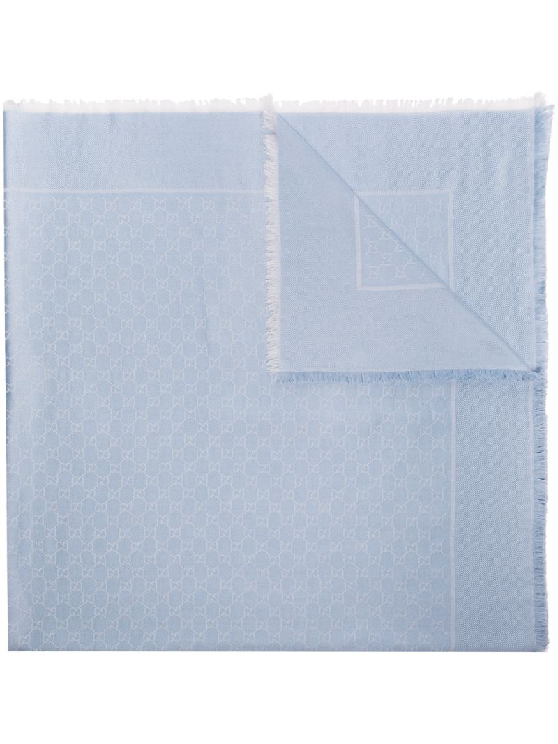 Gucci - GG Supreme logo scarf - women - Silk/Cotton/Wool - One Size - Blue